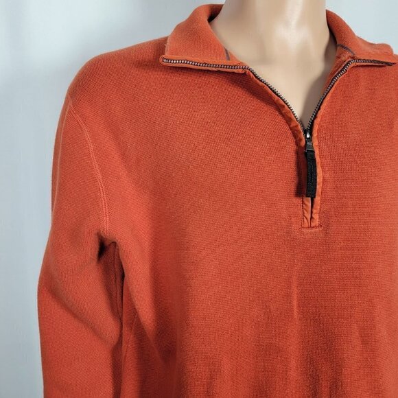 Banana Republic Men's 100% Cotton Orange 1/4 Zip Pullover Knit Sweater Size XL - Picture 2 of 11